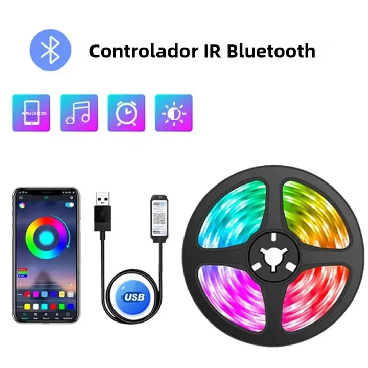 Tiras LED RGB 5050 Inteligentes Bluetooth USB Luz De Hielo Sincronización De Música Para Sala De Estar Luces LED M 1-30 Metros - 1