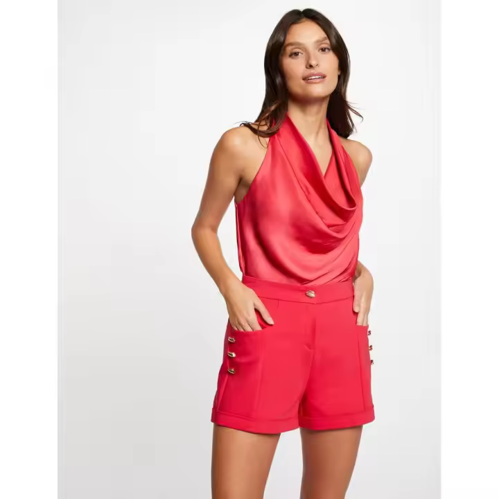 Top Mujer Morgan Sin Mangas, Corte Recto, Escote Halter - Satén - 1