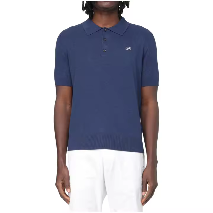 Polo DSQUARED2 de Punto con Logo Pequeño en Relieve Color Marino - 1