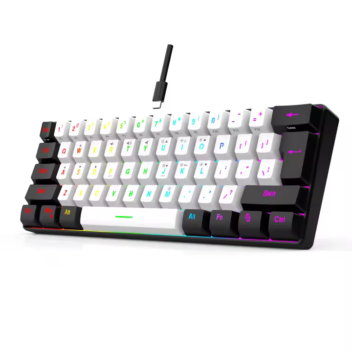 Teclado De Juego Con Cable 60% RGB Backlight Mini Compacto Impermeable 61 Teclas Para PC/Mac Para Jugadores - 1