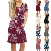 Vestido Casual Para Mujer Con Mangas Cortas Y Bolsillos Pleated Swing De Pierna Larga Estilo Suelto Vestido De Poliéster - details 0
