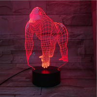 Lámpara LED USB 3D De Animales Orangután Gorila Champanéez Con Control Remoto Cambio De Colores 16 Ilusión De Humor Decoración De Mesa Luz Nocturna - details 0