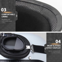 Casco De Motocicleta Estilo Alemán Cuero Pilot Retro Abierta Cara Mitad Para Cruce Chopper Biker Certificación DOT Unisex Tallas S-XXL - details 8