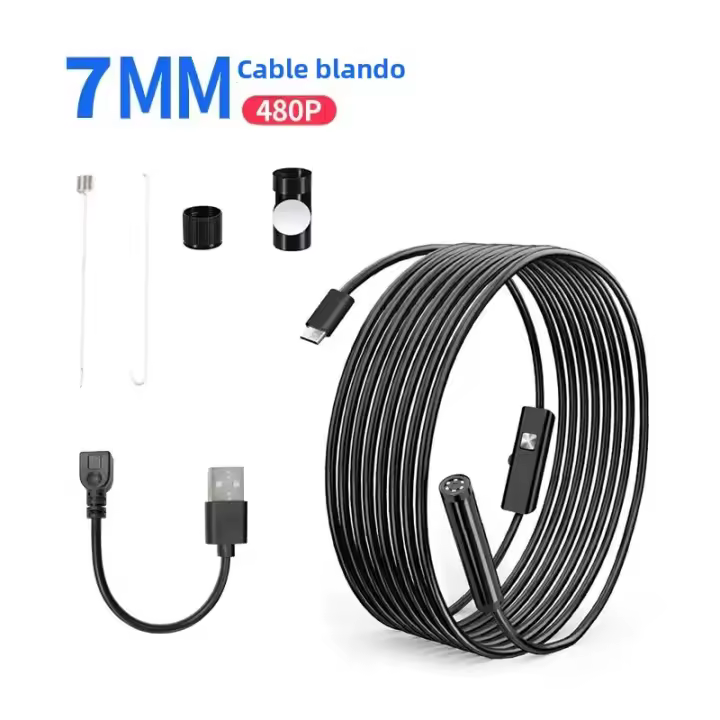 Cámara De Inspección Android Endoscope 5.5mm 7mm Borescope Snake Camera Impermeable Con 6 Luces LED Compatible Con Android Phone PC - 1