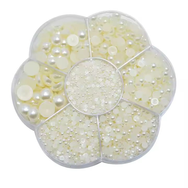 5600Pcs Perlas Planas Para Manualidades Y Uñas De Colores Variados 2/3/4/5/6/8/10mm Accesorios DIY Para Maquillaje Y Arte De Uñas - 1