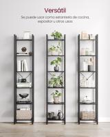 Estantería de 6 niveles multifuncional, librería espaciosa, ideal para oficina, salón, dormitorio y cocina, 40x30x187.5 cm, disponible en greige, marrón rústico y olmo pardo - details 21