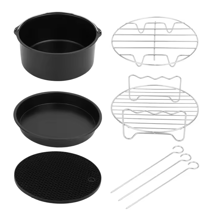 Juego de 5 bandejas para hornear y rejillas para cocinar al vapor, accesorio de acero inoxidable para freidora eléctrica de cocina - 1