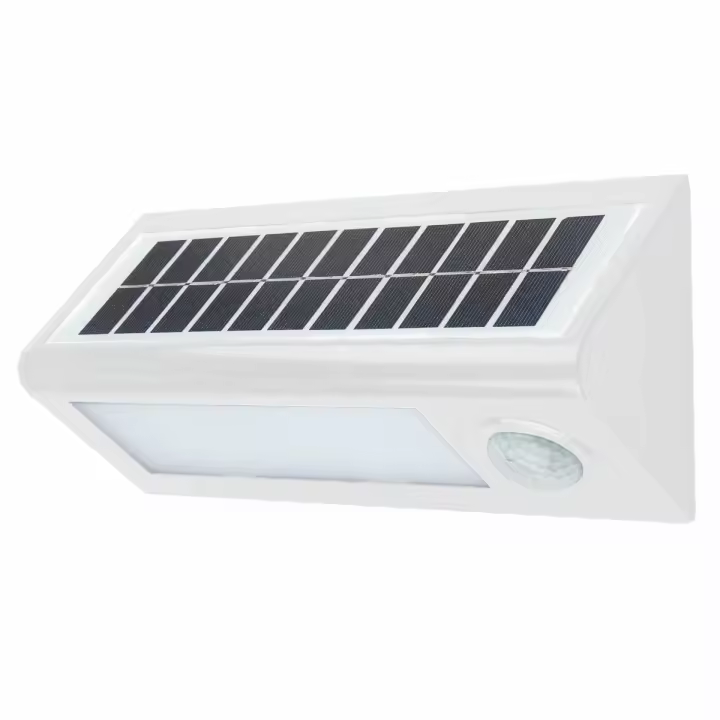 APLIQUE LED SOLAR KORPASS BRANCO SENSOR 27CM 8W FRIA - 1