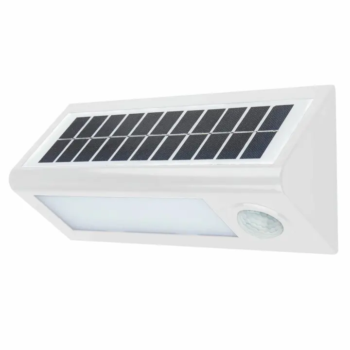 APLIQUE LED SOLAR KORPASS BRANCO SENSOR 27CM 8W FRIA - 1