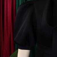 Vestido Elegante De Fiesta Para Mujer 2024 Con Cuello Con Lazo Manga Corta Cintura Alta A-Line Plisado Hasta El Tobillo Vestido De Cumpleaños - details 41