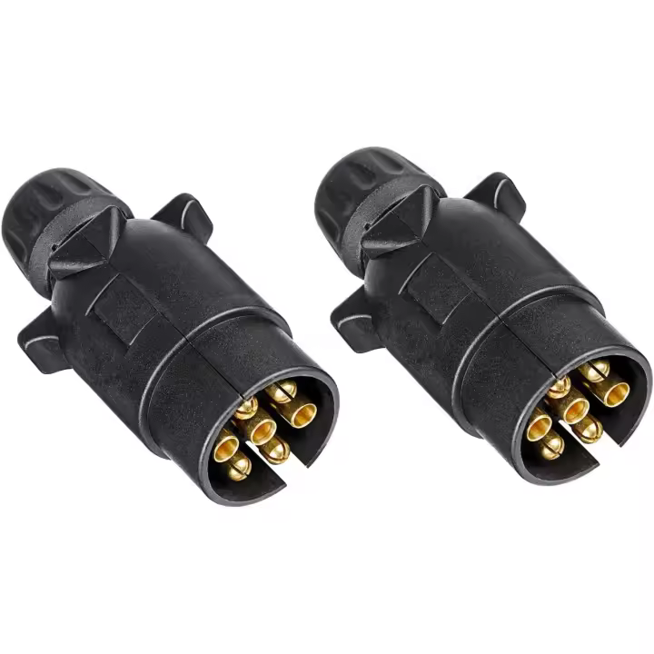 Enchufe de remolque de 7 pines y toma de remolque de 7 pines con junta de goma, conector de enchufe de remolque de 7 pines a prueba de agua de 12 V, para camión, RV, automóvil, barco, caravana - 1