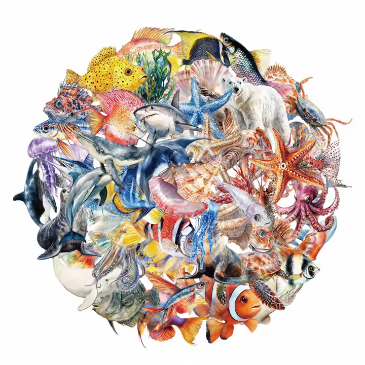 50PCS Pegatinas Decorativas De Vida Marina Impermeables Para Personalisar Fundas De Computadora Y Teléfono Móvil Jardín Serie - 1