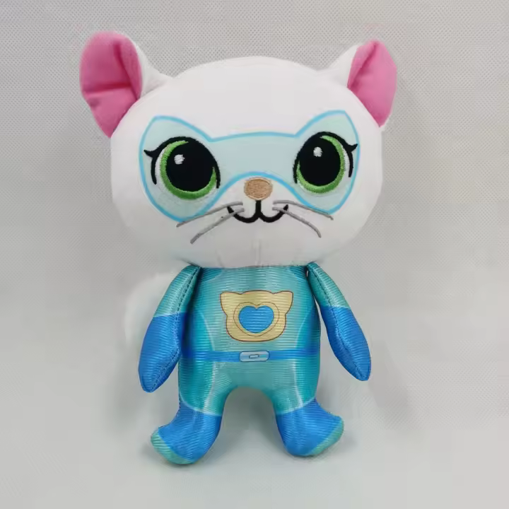 4pcs Super Kitties Team Peluches De Anime Muñecos De Tela Suave Cristalizado Gatos Azul Verde Amarillo Juguetes Para Niños - 1