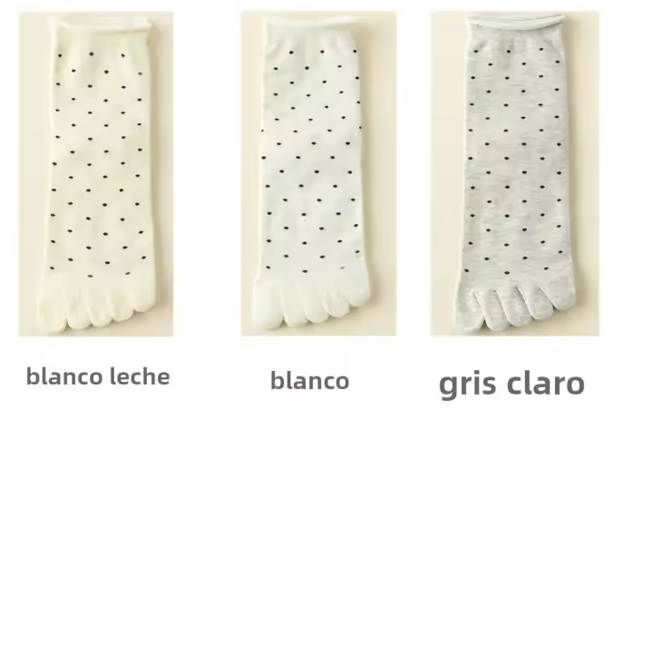 3 Pares De Calcetines De Dedos Para Mujer Con Patrón De Puntos Calcetines De Algodón De Alta Calidad De Media Pierna Con Dedos Separados - 1