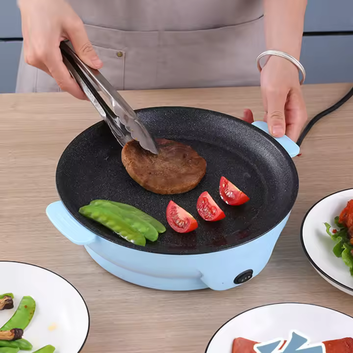 Sartén Eléctrica Multifuncional 220V Antiadherente Para Freír Asar Hornear Y Barbacoa Herramienta De Cocina Para Carne Y Pescado - 1