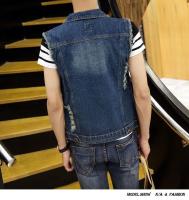Chaqueta De Jean Sin Mangas Para Hombre 2023 Primavera Azul Negro Estilo Vaquero Chaqueta De Denim Vestido De Cintura Vest - details 8