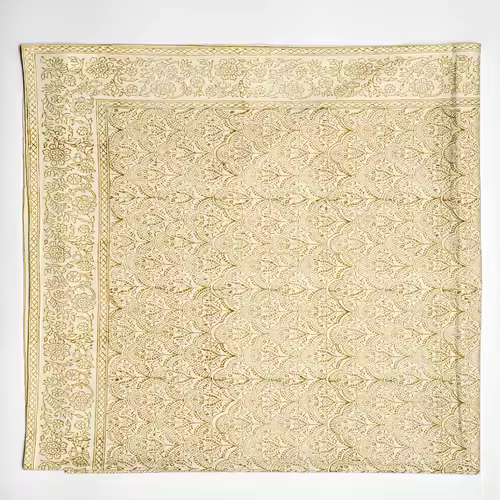 Mantel artesanal block print de 100% algodón natural140 x 220 cm - Hecho a mano en India - Estilo bohemio de la marca Origen - 1