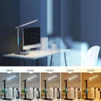 Lámpara de escritorio con reloj despertador y calendario y cinco temperaturas de color, lámpara LED plegable para el cuidado de los ojos luz de lectura luz nocturna - details 4
