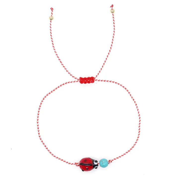 Pulsera De Ladybug Con Cuentas De Cobre Y Turquesa Sintética Para Mujer Y Hombre Pulseras De Moda Bohemia Sin Cierre Estilo Grecia - 1