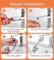 Extensor De Grifo Universal 1080 Rotación Cabezal De Rojellera Extensión De Brazo Robótico Para Cocina Aerator Aparato De Agitación De Agua - details 8