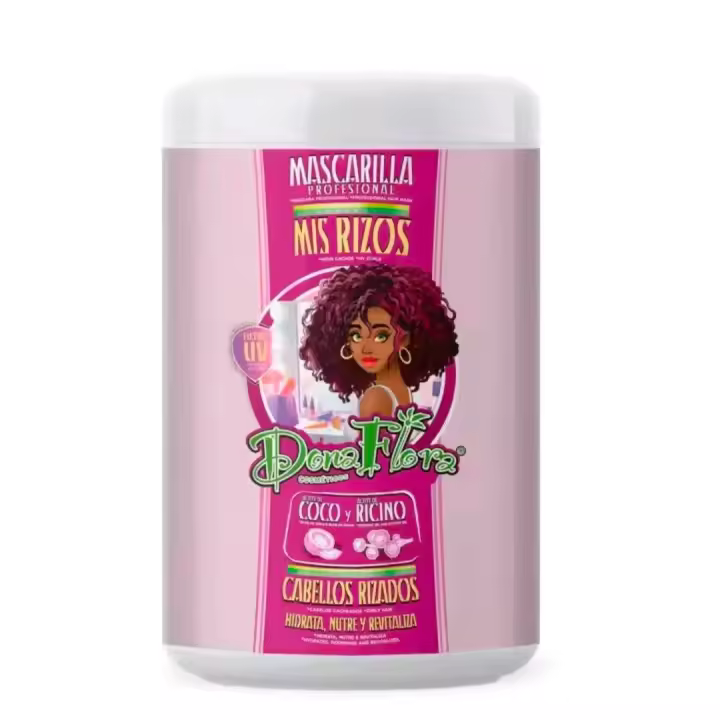 Dona Flora Mis Rizos Pack Completo 3 Productos: Champú Champu Shampoo 1000ml + Mascarilla Mascara 1000ml + Activador de Rizos Curl Activador 1000ml – Dona Flora Mis Rizos Cabello Rizado Ondulado Curly – Definición Control Frizz con Pantenol Keratina - 1
