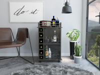TUHOME Carrito de Bar Dukat, con ruedas y puerta de cristal, Carbon Madera manufacturada Salón-Bar - details 0