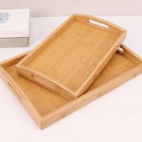 HOGUITA-Juego de 2 Bandejas de Bambú Apilables Para Servir Con Asas, Bandejas De Madera Portátiles Para Desayuno, Comida, Café, Aperitivos o Decoración, Bandejas Resistentes y Elegantes Para El Hogar, Cocina o Uso Diario - details 5