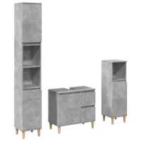 vidaXL Set muebles de baño 2 piezas madera contrachapada gris hormigón - details 1