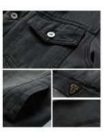 Chaqueta De Denim Para Hombre Con Forro De Poliéster Estilo Motociclista Slim Fit Casual Negro Azul Otoño Invierno - details 6