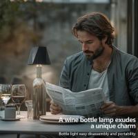 Lámpara De Mesa Inalámbrica Para Botella Con Control Táctil Y 3 Colores Iluminación Nocturna Recargable USB Para Barra Vino Luz De Escritorio - details 7