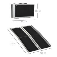 HOMCOM Rampa para Silla de Ruedas Plegable 122x73,5 cm Rampa Portátil de Aluminio Rampa de Umbral Antideslizante para Escaleras Puertas Discapacitados Carga 270 kg Negro - details 2
