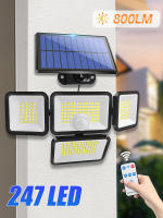 Lámpara Solar Exterior IP65 247 LED Con Control Remoto Y 4 Cabezas Luz De Calle Solar 800lm Luz De Pared Solar Moderna - details 0