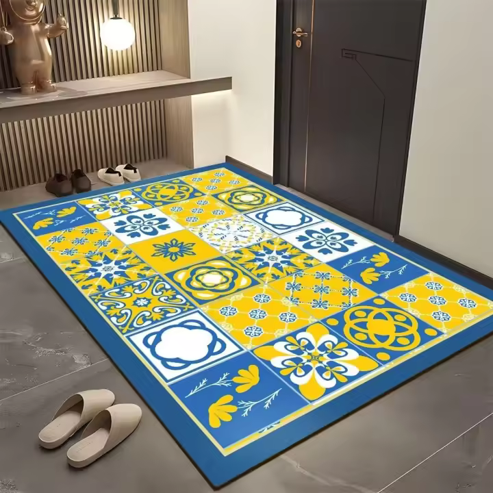 Carpet De Lattice Para Sala De Estar Cocina Piso Alfombra De Entrada Balcón Hogar Antideslizante Bohemia Decorativa Grande Suave - 1