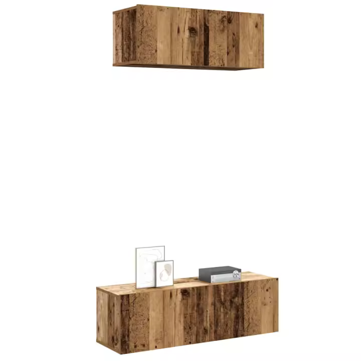 vidaXL Conjunto de mueble de TV 2 piezas montado la pared madera vieja - 1