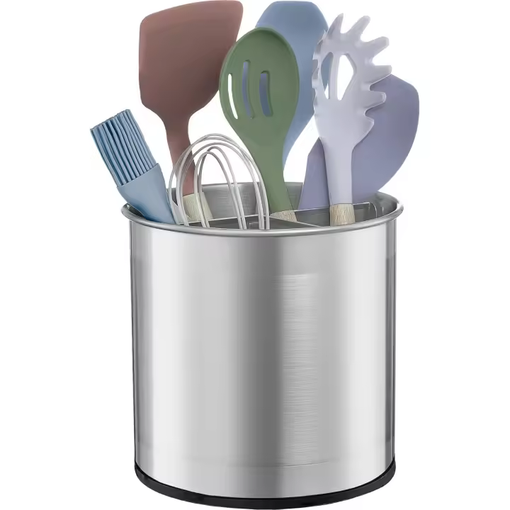 Recipiente extragrande de acero inoxidable para utensilios de cocina - Soportes giratorios de 360° - Base estable con peso - Organizador de utensilios - 1