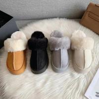 Botas De Piel De Vaca Para Mujer Invierno 2024 Moda Casual Coreana Versátil Cómodas Baotou Malla Roja Planas Abrazaderas De Lana Algodón - details 6