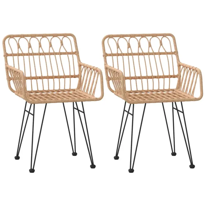 vidaXL Sillas de jardín con reposabrazos 2 uds ratán PE 56x64x80 cm - 1