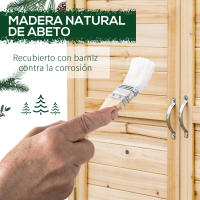 Outsunny Armario de Jardín de Madera Cobertizo Exterior Cobertizo para Almacenaje con 2 Puertas Estante y Patas Elevadas para Terraza Patio 83x40x92 cm Natural - details 4