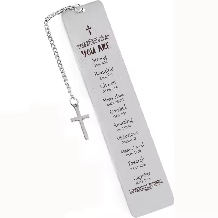 Marcador de libro de acero inoxidable con efecto esmerilado, hoja con borlas, regalo festivo, grabado personalizado, llavero metálico. - 1