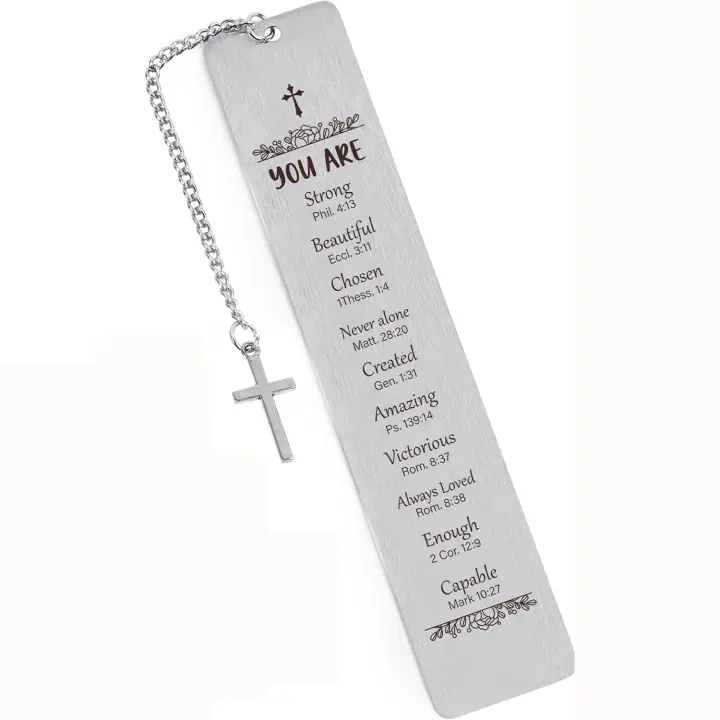 Marcador de libro de acero inoxidable con efecto esmerilado, hoja con borlas, regalo festivo, grabado personalizado, llavero metálico. - 1