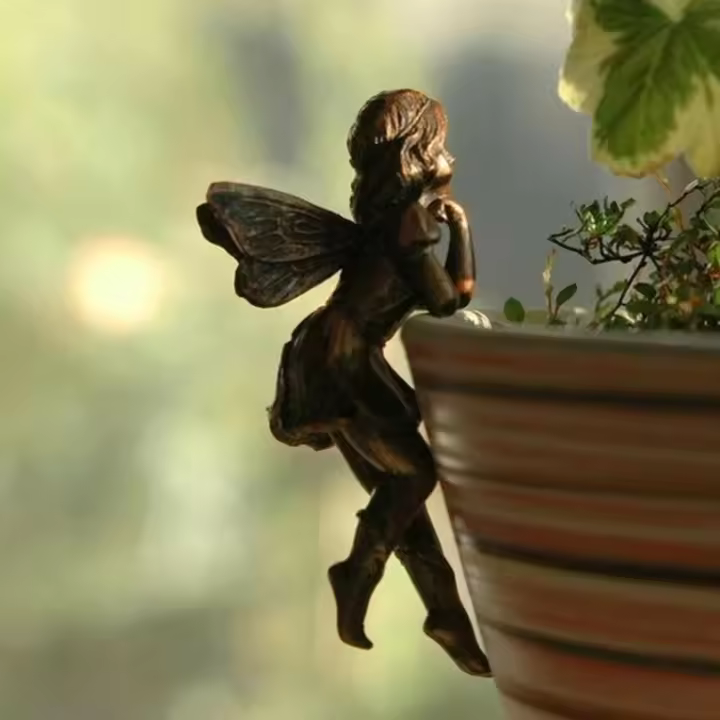 Decoración De Resina Para Jardín Fae Girl Colgante De Taza Combinación De Flor Borde De Canasta Ornamento Para Maceta - 1