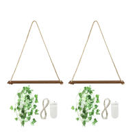Estante Flotante De Madera Con Decoración De Hoja LED Para Decoración Del Habitáculo Estilo Bohemio Estante De Pared Para Sala De Estar - details 6