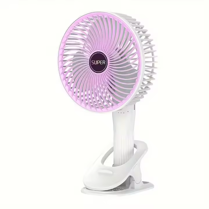 1 unidad, ventilador giratorio fresco de verano, carga USB, ventilador de escritorio con clip para hogar y exterior, plástico de 5,9x11,4 pulgadas, portátil con ajuste de múltiples ángulos - 1