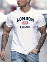 Camiseta De Algodón Puro 100% Para Hombre Verano Estampado London England Estilo Casual Ajuste Suelto Manga Corta Cuello Redondo - details 6