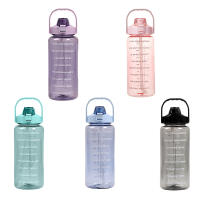 Botella Deportiva De 2 Litros Con Tapa Y Taza Para Hombres Y Mujeres Botella De Agua Para Fitness Con Marca De Tiempo Resistente Al Microondas Ecológica - details 7