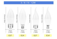 10pcs Bombilla LED E27 E14 220V 3W 6W 9W 12W Luz De Candelabro Ahorradora De Energía Para Decoración De Hogar - details 1