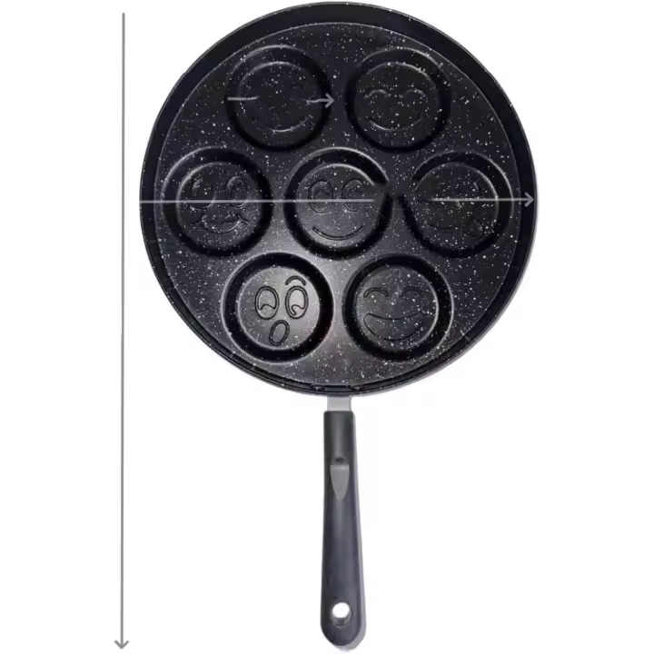 Sartén antiadherente para panqueques para un desayuno perfecto, sartén antiadherente de dibujos animados de siete agujeros fácil de limpiar para el desayuno en casa, sartén para freír, sartén para hornear, sartén de artefacto - 1