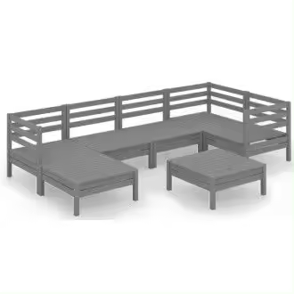 VIDAXL 3082961 juego de muebles de madera maciza de pino color gris con 7 piezas sin cojines vida xl - 1