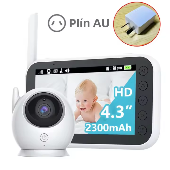 Monitor De Bebé Con Cámara De Video Y Audio Intercomunicador Inalámbrico 4.3 Pulgadas Vida De Batería Larga 2000mAh Visión Nocturna Automática Para Niños Cuidador De Bebés - 1