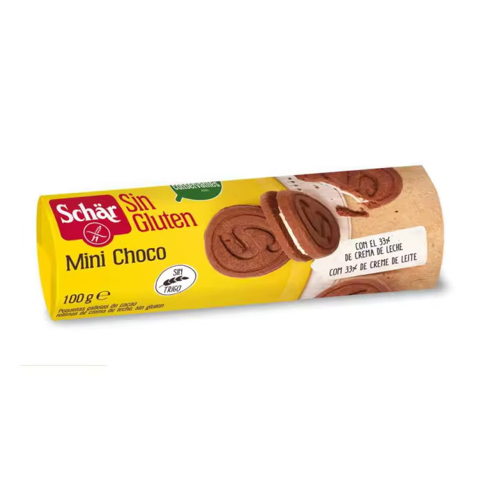DR. SCHAR - Galletas Mini Choco 100 g, de Cacao con Crema de Leche y Vainilla, Ideal para Niños, Mini Sorrisi, sin Gluten, sin Lactosa y sin Conservantes, Galletas Sandwich, para Desayuno y Merienda - 1